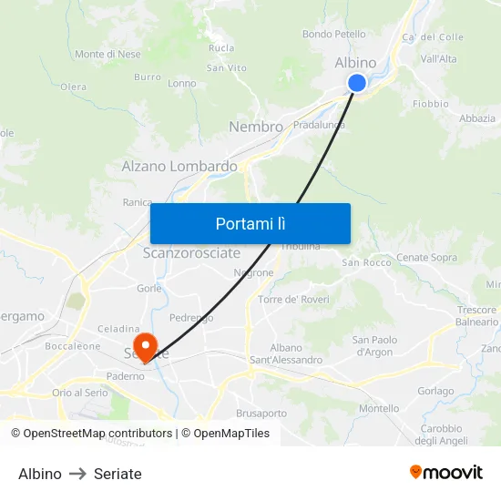 Albino to Seriate map