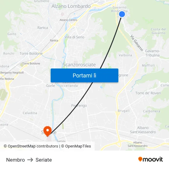 Nembro to Seriate map