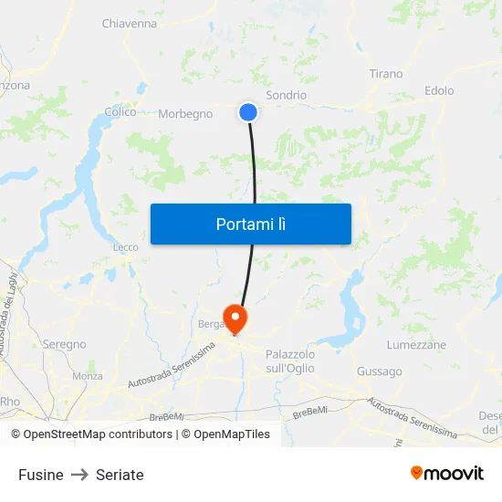 Fusine to Seriate map