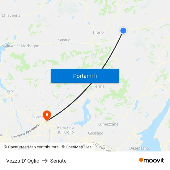 Vezza D' Oglio to Seriate map