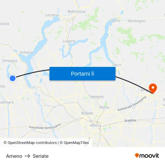 Ameno to Seriate map