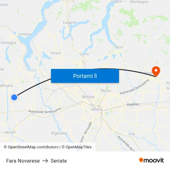 Fara Novarese to Seriate map