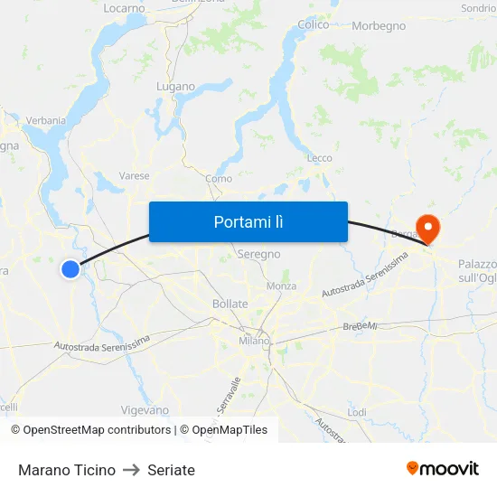 Marano Ticino to Seriate map