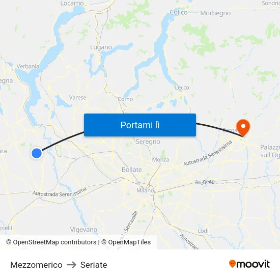 Mezzomerico to Seriate map