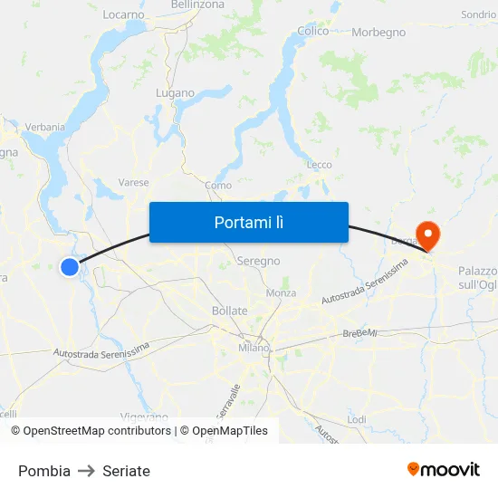 Pombia to Seriate map