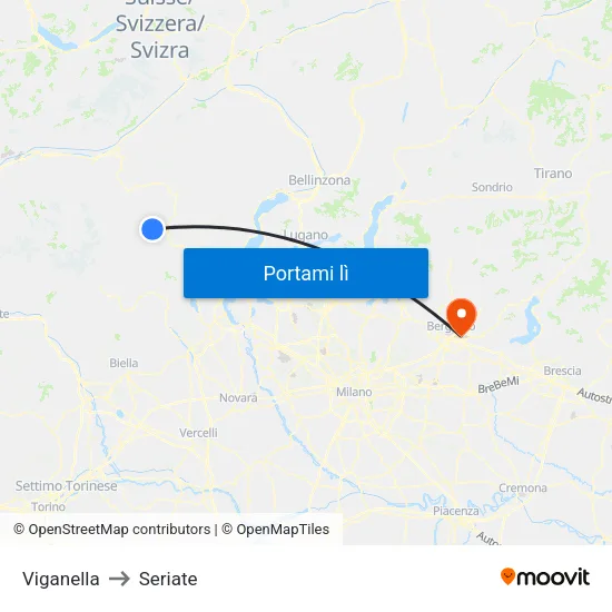 Viganella to Seriate map