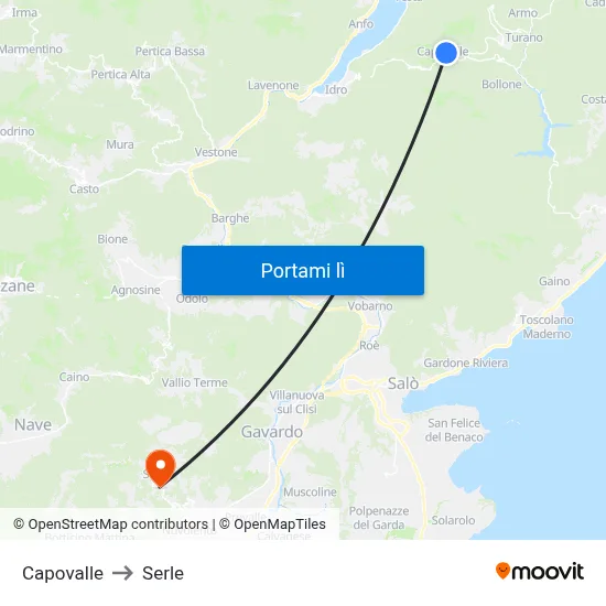 Capovalle to Serle map