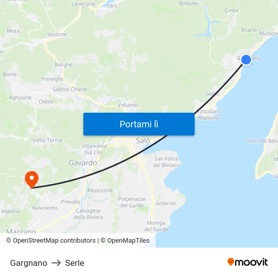 Gargnano to Serle map