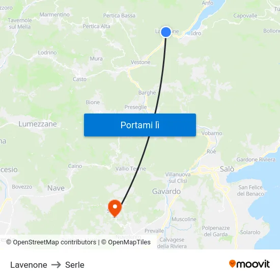 Lavenone to Serle map
