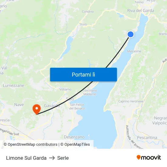 Limone Sul Garda to Serle map