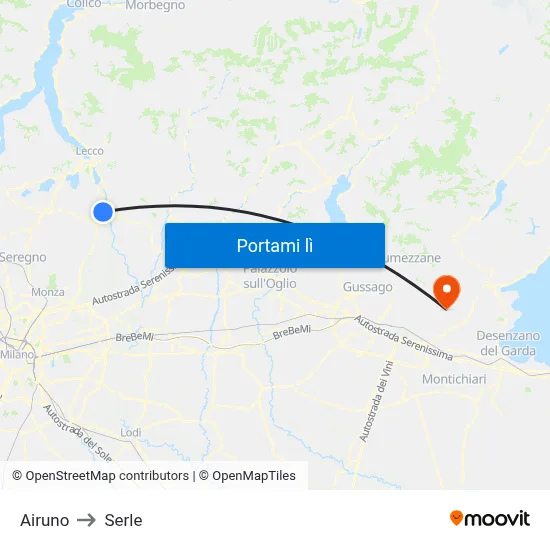 Airuno to Serle map