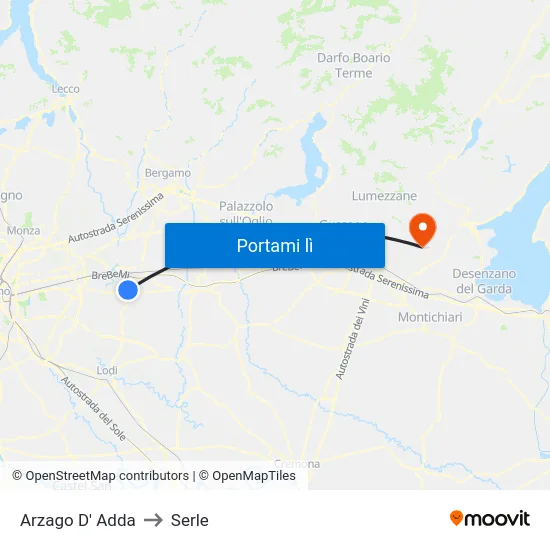 Arzago D' Adda to Serle map