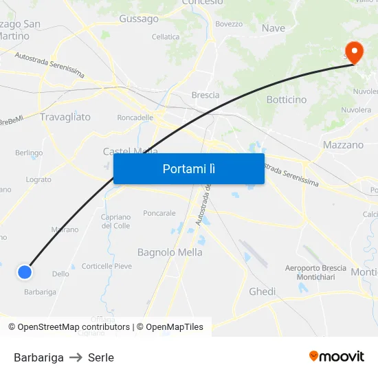 Barbariga to Serle map