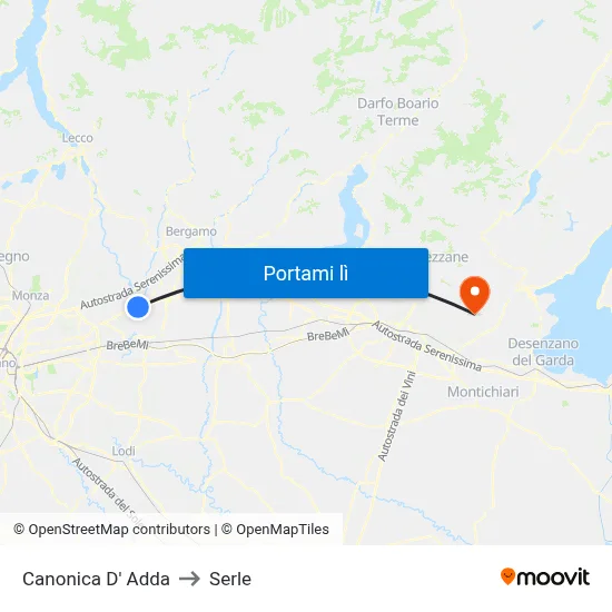 Canonica D' Adda to Serle map