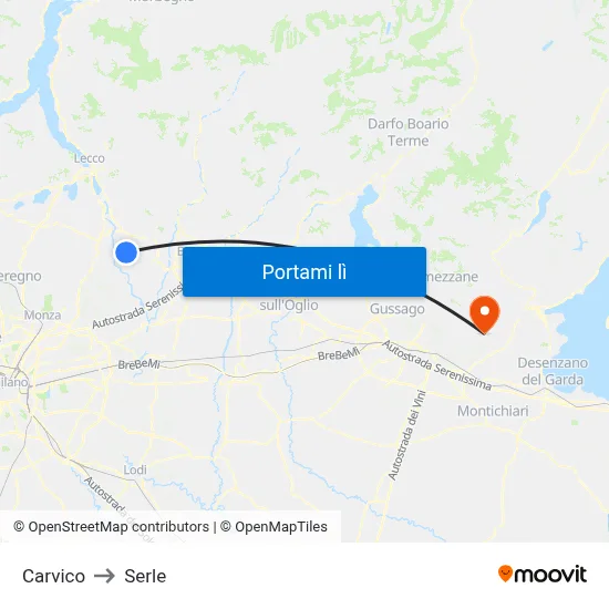 Carvico to Serle map