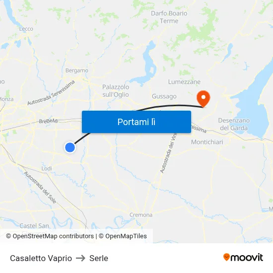 Casaletto Vaprio to Serle map