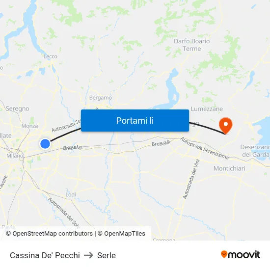 Cassina De' Pecchi to Serle map
