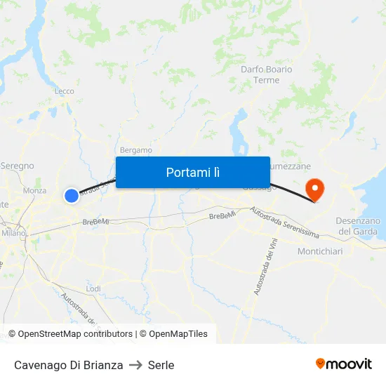 Cavenago Di Brianza to Serle map