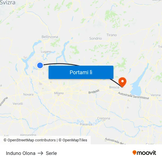 Induno Olona to Serle map