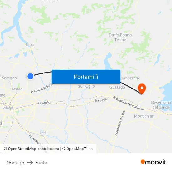 Osnago to Serle map
