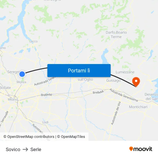 Sovico to Serle map