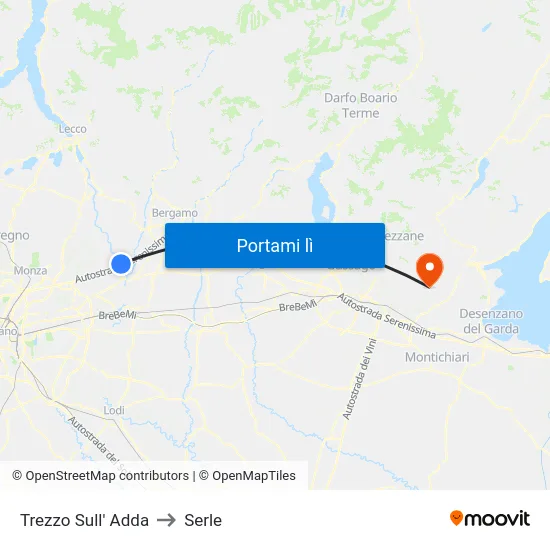 Trezzo Sull' Adda to Serle map