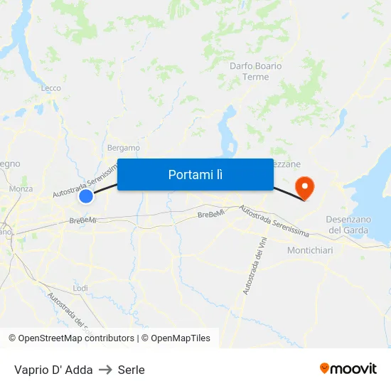 Vaprio D' Adda to Serle map