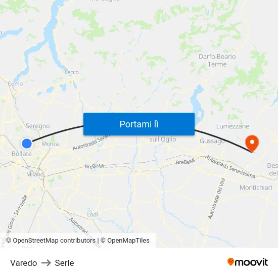 Varedo to Serle map