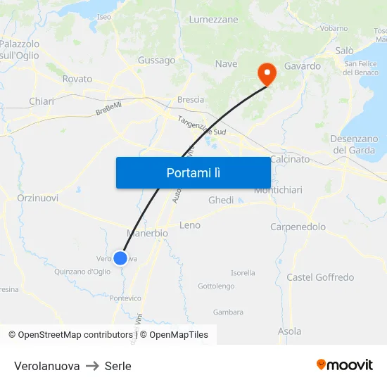 Verolanuova to Serle map