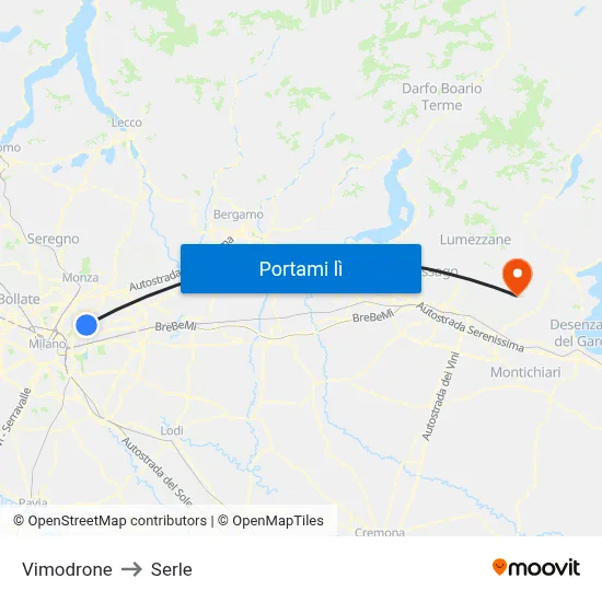 Vimodrone to Serle map
