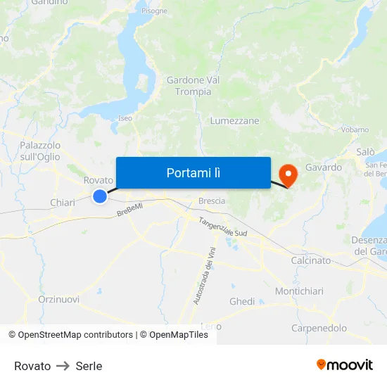Rovato to Serle map