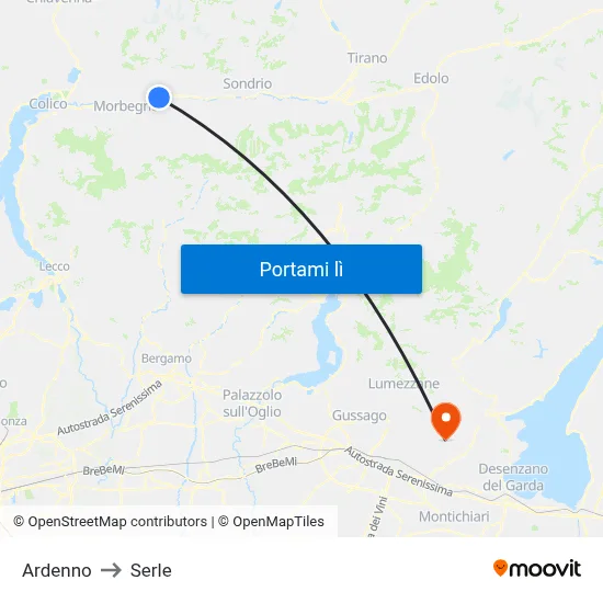 Ardenno to Serle map