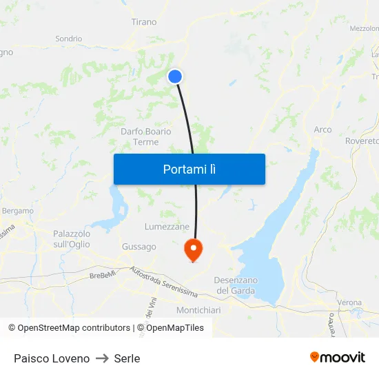 Paisco Loveno to Serle map
