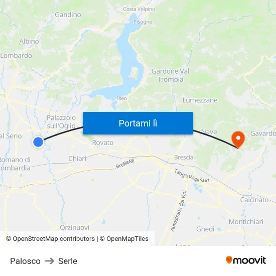 Palosco to Serle map