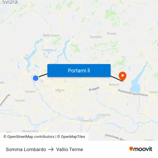 Somma Lombardo to Vallio Terme map