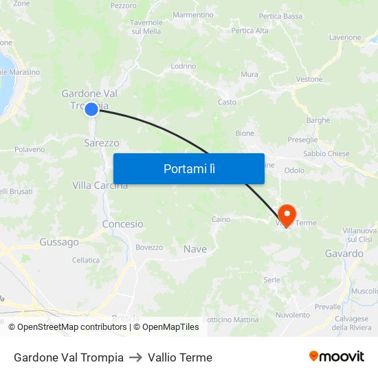 Gardone Val Trompia to Vallio Terme map