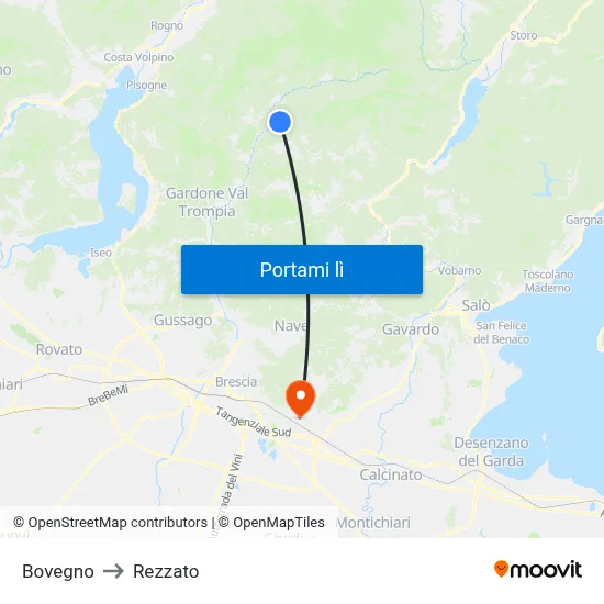 Bovegno to Rezzato map