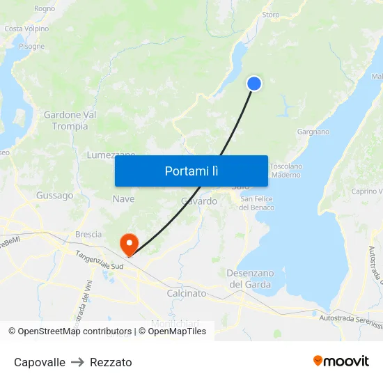 Capovalle to Rezzato map