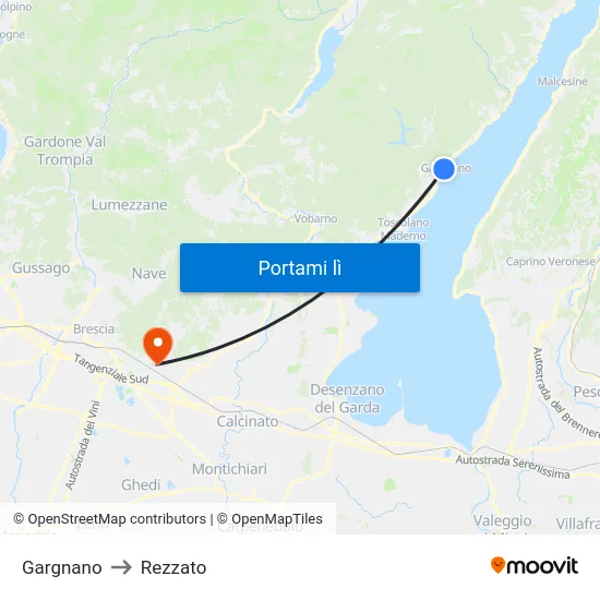 Gargnano to Rezzato map