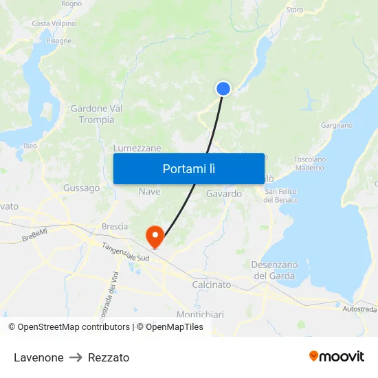 Lavenone to Rezzato map