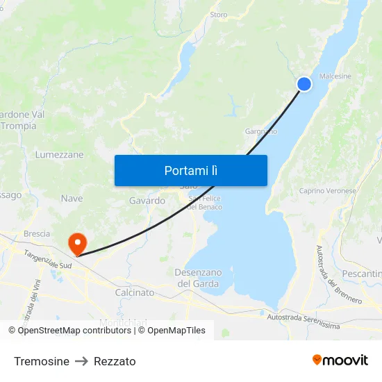 Tremosine to Rezzato map