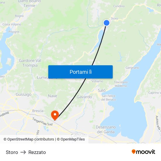 Storo to Rezzato map