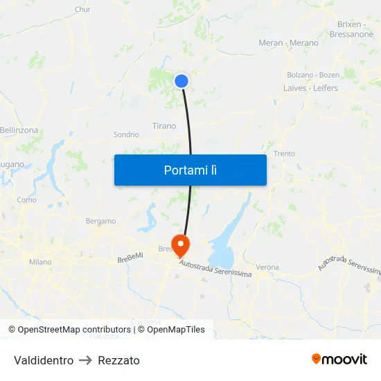 Valdidentro to Rezzato map