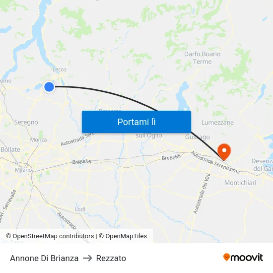 Annone Di Brianza to Rezzato map