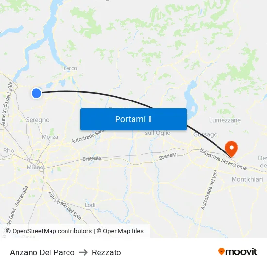 Anzano Del Parco to Rezzato map