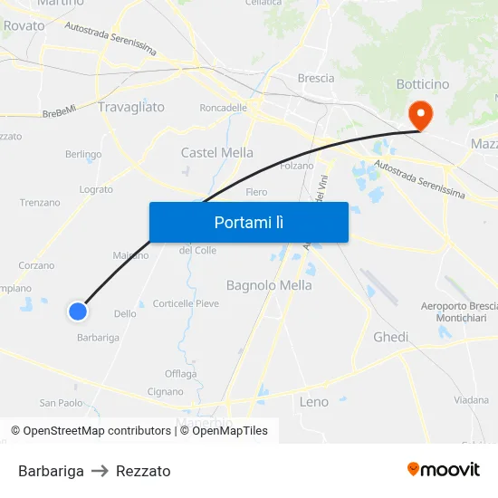 Barbariga to Rezzato map