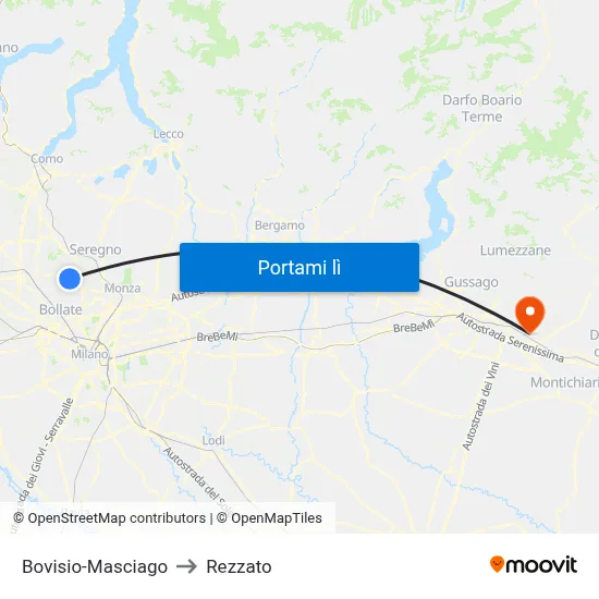 Bovisio-Masciago to Rezzato map