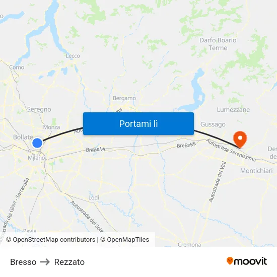 Bresso to Rezzato map