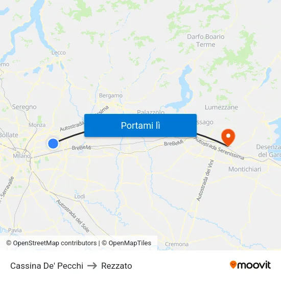 Cassina De' Pecchi to Rezzato map