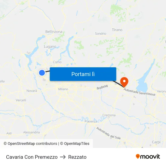 Cavaria Con Premezzo to Rezzato map